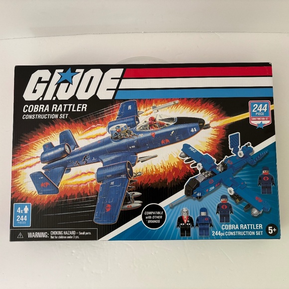 GI JOE Cobra Rattler Blue Plane Jet Construction Set 244 pieces (Ages 5+) Hasbro - Picture 1 of 4